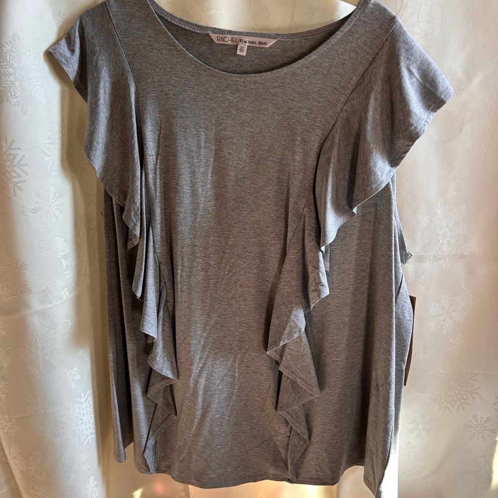 RACHEL Rachel Roy Charcoal Ruffle Blouse